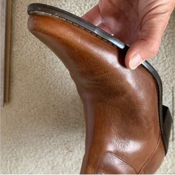 Matisse Western Zip Up Brown Leather Cowboy Boots - Picture 6 of 9